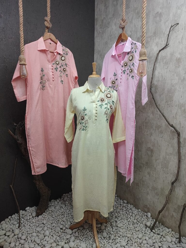 Pure Cotton Crush Straight Cut Kurti | Jenrobe