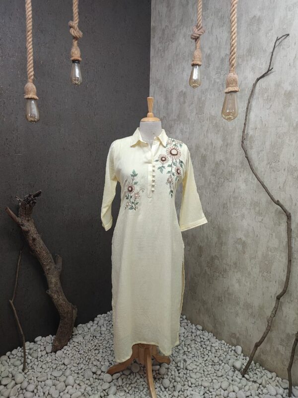 Pure Cotton Crush Straight Cut Kurti | Jenrobe - Image 2