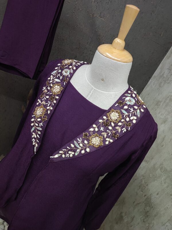 Pure Habutai Viscose Indo-western 3 Piece Set | Jenrobe - Image 5