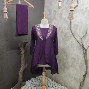 Pure Habutai Viscose Indo-western 3 Piece Set | Jenrobe