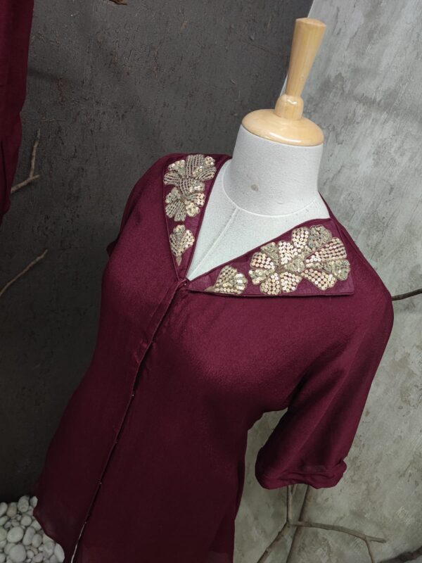 Pure Chinnon Indo-western 2 piece Set | Jenrobe - Image 4