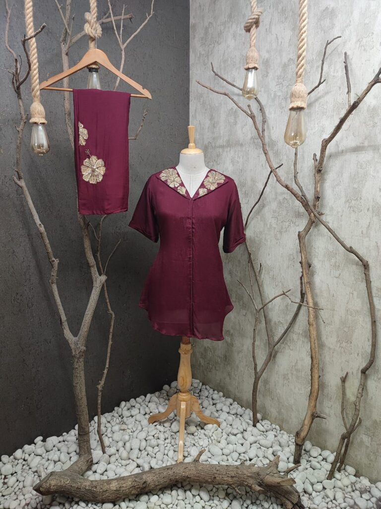Pure Chinnon Indo-western 2 piece Set | Jenrobe