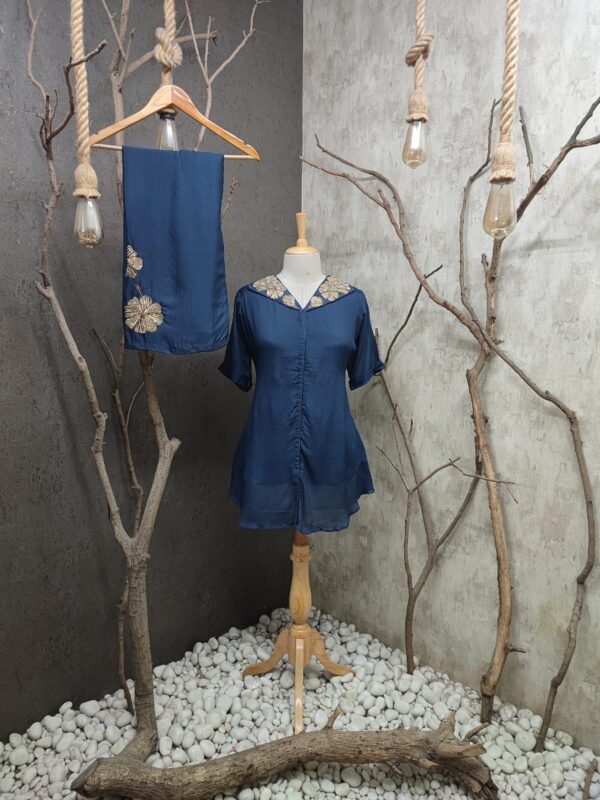 Pure Chinnon Indo-western 2 piece Set | Jenrobe - Image 5