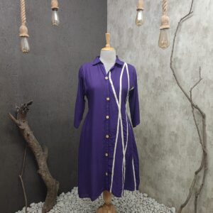 Beautiful Linen Cotton Slub | A-line mid calf length gown | Jenrobe